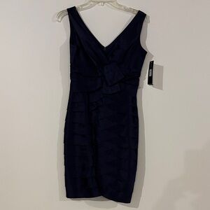 Jones New York Navy Blue V-Neck Bandage Dress Size 6 P